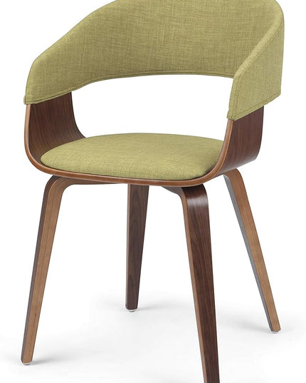 SIMPLIHOME Lowell / Draper Mid Century Modern 7 Pc Dining Set with 6 Upholstered Bentwood Dining Chairs in Acid Green Linen Look Fabric and 66 Inch Wide Table, For the Dining Room and Kitchen - LeafyLoom