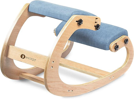 Ergonomic Kneeling Chair - Rocking Office Chair Adjustable Stool - Knee Chair Posture Chair - Wooden Desk Chair, Ergonomic Chair for Home Office, Office Chair for Back Pain (Blue) - LeafyLoom