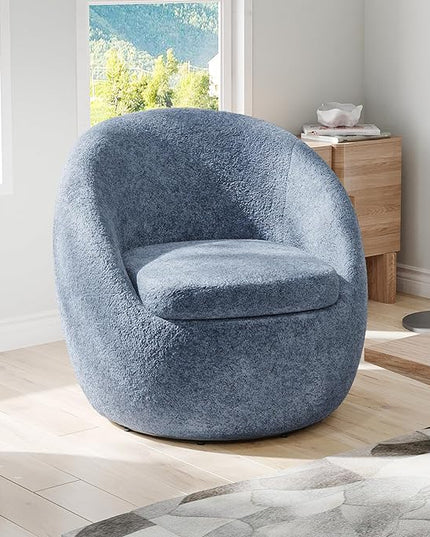 Farini Swivel Accent Chair,Swivel Barrel Chair, Comfy Oversized Round Accent Chair for Living Room Bedroom(Blue) - LeafyLoom
