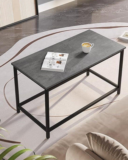 SAYGOER Small Rectangular Coffee Table Simple Modern Open Design Minimalist Center Table for Living Room Small Spaces, Easy Assembly, 31.5 x 15.7 x 17.7, Gray Black - LeafyLoom