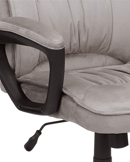 Amazon Basics Classic Office Desk Computer Chair - Adjustable, Swiveling, Ultra-Soft Microfiber, Lumbar Support, 28"D x 25"W x 43.5"H, Light Gray - LeafyLoom