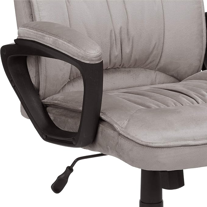 Amazon Basics Classic Office Desk Computer Chair - Adjustable, Swiveling, Ultra-Soft Microfiber, Lumbar Support, 28"D x 25"W x 43.5"H, Light Gray - LeafyLoom
