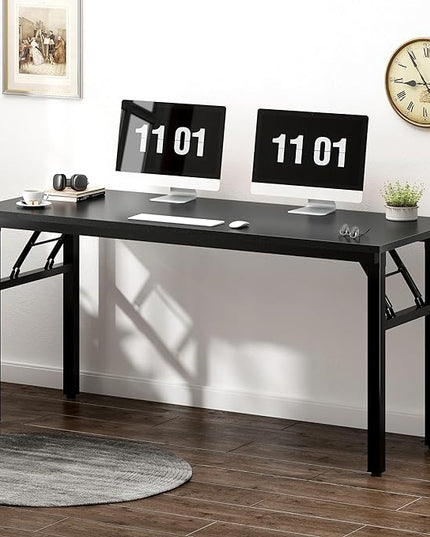 Need Computer Desk Office Desk 55 inches Folding Table with BIFMA Certification Computer Table Workstation No Install Needed, Black AC5CB-140X - LeafyLoom
