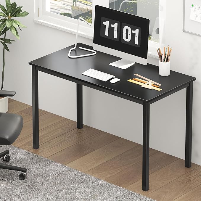Need Small Computer Desk Writing Desk 39 3/8'' L Study Desk for Small Space Gaming Desk Sturdy and Heavy Duty Home Office Desk for Dormitory/Meeting Room AC3CB(100 * 60) Beside Table,Black/Black - LeafyLoom