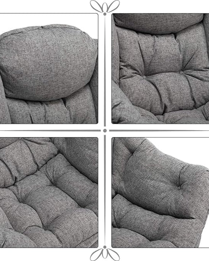 HollyHOME Modern Fabric Large Lazy Chair, Accent Oversized Comfy Reading Chair, Thick Padded Cozy Lounge Chair with Armrest, Steel Frame Leisure Sofa Chair for Living Room, Bedroom, Dorm, Stale Grey - LeafyLoom