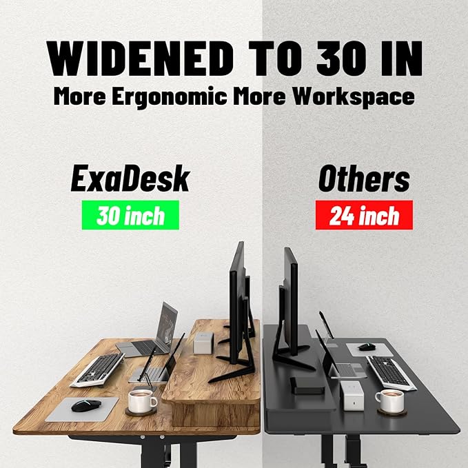 55 * 30 Inches Electric Standing Widened Desk Adjustable Height with 4 Drawers, Double Storage Shelves Stand Up Desk, Home Office Workstation Sit Stand up Desk (Light Rustic Brown) - LeafyLoom