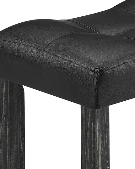 Home Kitchen 5 Piece Dining Set, Breakfast 4 Padded Stools, Industrial Bar Table & Chairs Furniture for Living Room, Apartment, Space-Saving Design, Black+Gray - LeafyLoom