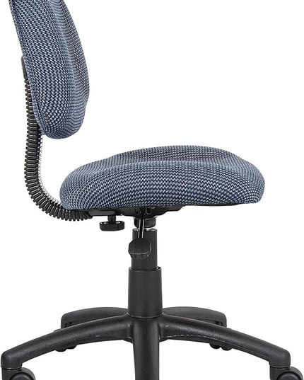 Boss Office Products Perfect Posture Delux Fabric Task Chair without Arms in Blue - LeafyLoom