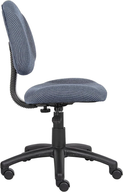 Boss Office Products Perfect Posture Delux Fabric Task Chair without Arms in Blue - LeafyLoom