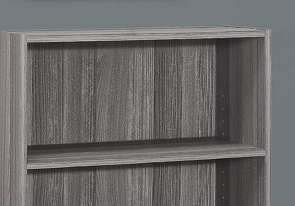 Monarch Specialties I BOOKCASE-36 H/Grey with 3 Shelves Bookcase, Gray - LeafyLoom
