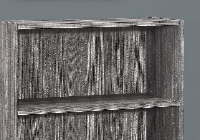 Monarch Specialties I BOOKCASE-36 H/Grey with 3 Shelves Bookcase, Gray - LeafyLoom