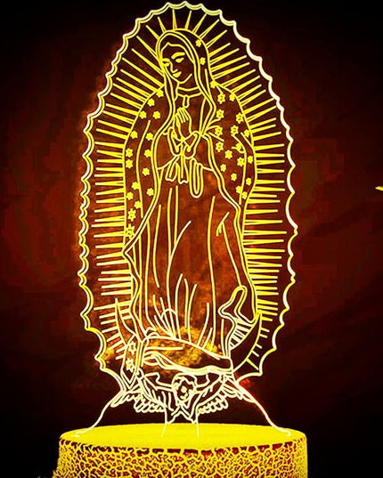 3D The Virgin Mary Night Light Table Desk Optical Illusion Lamps 7 Color Changing Lights LED Table Lamp Xmas Home Birthday Children Kids Decor Toy Gift - LeafyLoom