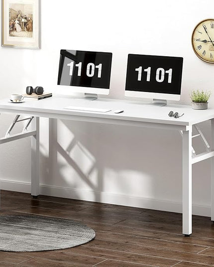 Need 55 inches Computer Desk Office Desk Folding Table with BIFMA Certification Computer Table Workstation,White AC5DW-140 - LeafyLoom