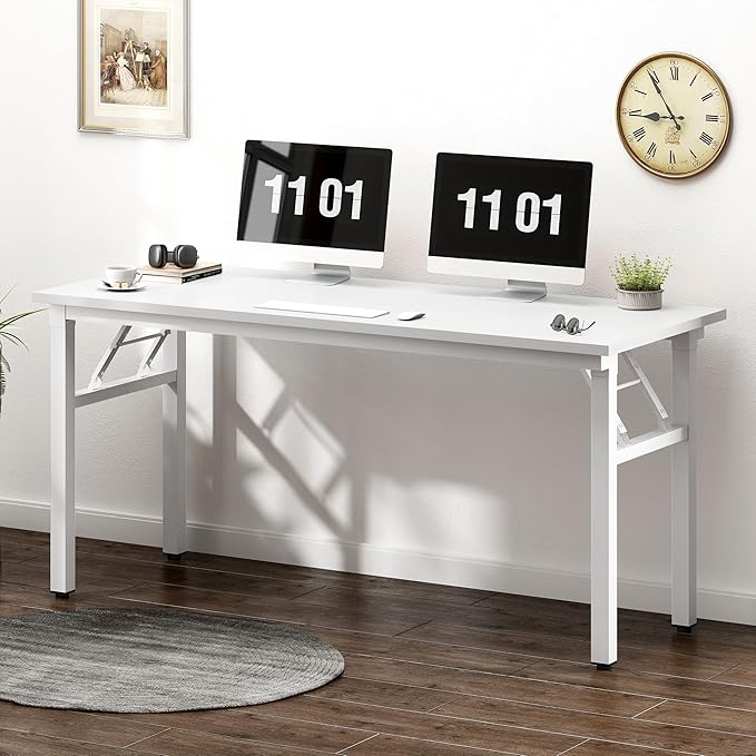 Need 55 inches Computer Desk Office Desk Folding Table with BIFMA Certification Computer Table Workstation,White AC5DW-140 - LeafyLoom