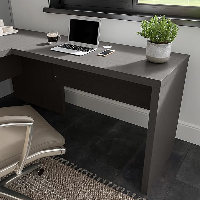 Bush Business Furniture Echo Desk Return/Bridge, Charcoal Maple - LeafyLoom