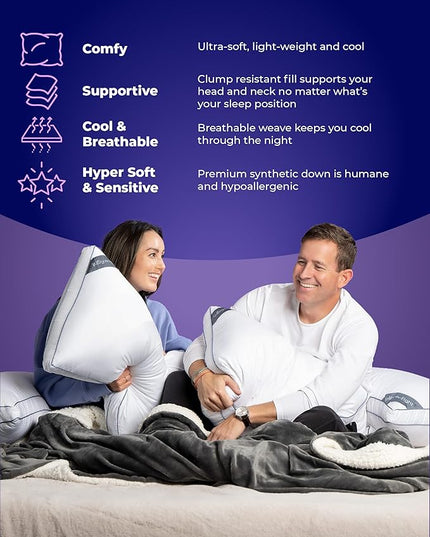 Pillow Fight Knockout - King Size Pillows Set of 2, Luxury & Adjustable, Down Alternative Pillow, Bed Pillows, Neck Pillow, Cooling Pillow, for, Back Support, Stomach, and Side Sleepers (2 Pack) - LeafyLoom