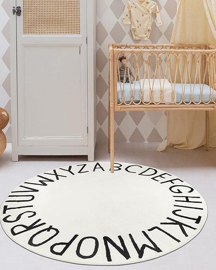 Topotdor Round Kids Play Rug Alphabet Nursery Area Rug Extra Large Soft Crawling Play Mat for Children Toddlers Bedroom (47 inch, Beige) - LeafyLoom
