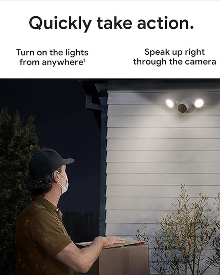 Google Nest Cam with Floodlight - Outdoor Camera - Floodlight Security Camera, White, 1 Count (Pack of 1) GoogleLLC