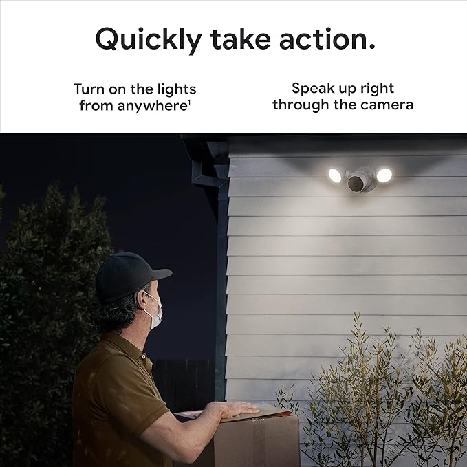 Google Nest Cam with Floodlight - Outdoor Camera - Floodlight Security Camera, White, 1 Count (Pack of 1) GoogleLLC