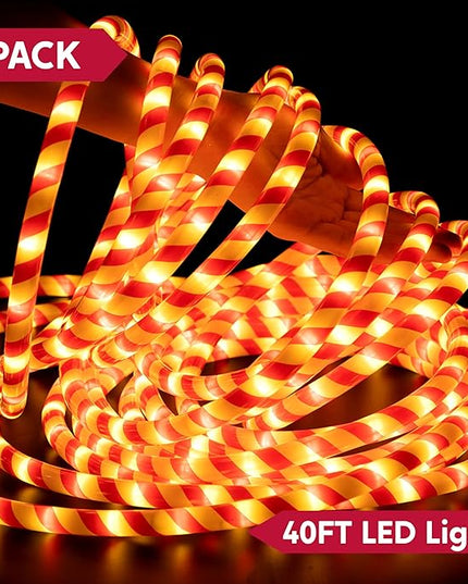 Joiedomi 40FT LED Candy Cane Rope Lights, Waterproof Outdoor 360 LED Christmas Decor Lights for Garden Yard Party Xmas Christmas Holiday Decorations Joiedomi