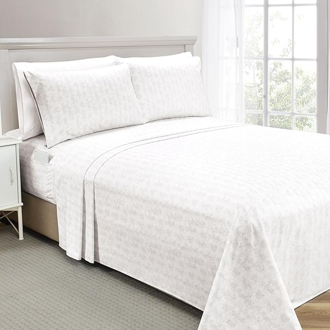 Elegant Comfort Softest and Coziest 6-Piece Sheet Set - 1500 Premium Hotel Quality Microfiber - Deep Pocket, Wrinkle Resistant 6-Piece Wave Pattern Bed Sheet Set, King, Wave Beige - LeafyLoom