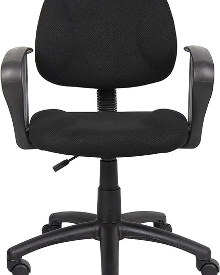 Boss Office Products Perfect Posture Delux Fabric Task Chair with Loop Arms in Black - LeafyLoom