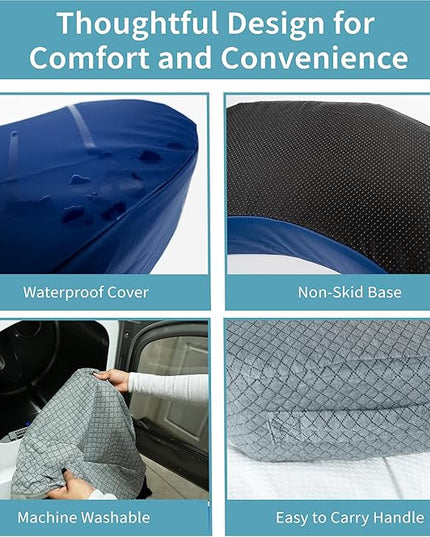 Bedsore Positioning Pillow for Bedsore Prevention and Faster Recovery - Heat Regulating Bed Sore Cushion for Butt Lifting and Easy Positioning - 2X Non-Skid Removable Covers (Grey) - LeafyLoom