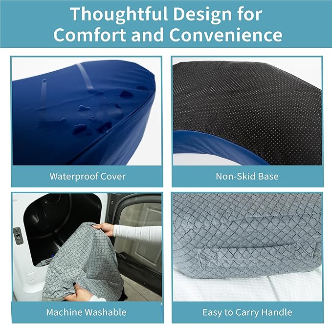 Bedsore Positioning Pillow for Bedsore Prevention and Faster Recovery - Heat Regulating Bed Sore Cushion for Butt Lifting and Easy Positioning - 2X Non-Skid Removable Covers (Grey) - LeafyLoom