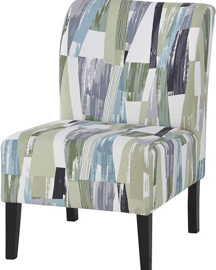 Signature Design by Ashley Triptis Abstract Print Contemporary Accent Chair, Green, Blue & White - LeafyLoom