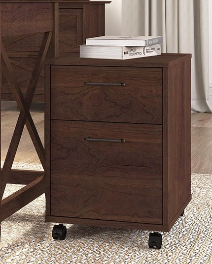 Bush Furniture Key West 2 Drawer Mobile File Cabinet, Bing Cherry (KWF116BC-03) - LeafyLoom