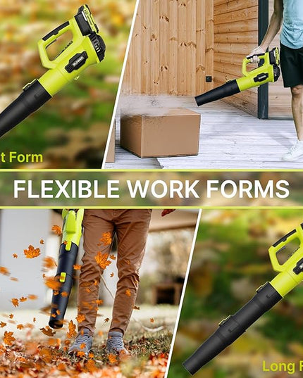 Leaf Blower, 21V Electric Cordless Leaf Blower, 2 X 2.0Ah Batteries and Charger Included, Lightweight Leaf Blower for Patio Cleaning, Lawn Care, Blowing Leaves and Dust, etc. - LeafyLoom