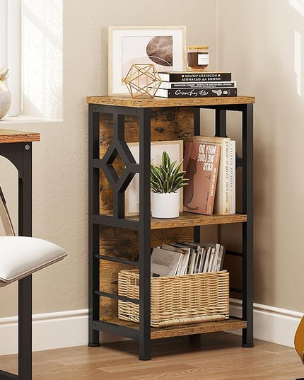 YITAHOME Small Bookshelf, 3 tier Farmhouse Bookshelf with Storage,Short Bookshelf for Small Spaces,Mini Shelf Stand,Open Bookcase for Bedroom Office Bathroom Living Room, Rustic Brown - LeafyLoom