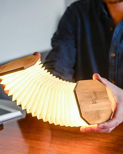 Gingko Natural Bamboo Wood Smart Accordion Lamp - LeafyLoom