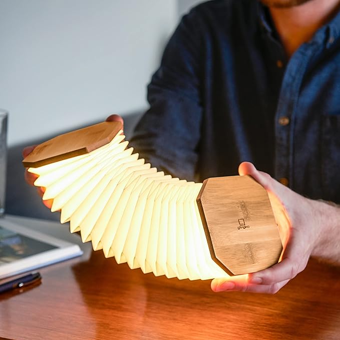 Gingko Natural Bamboo Wood Smart Accordion Lamp - LeafyLoom