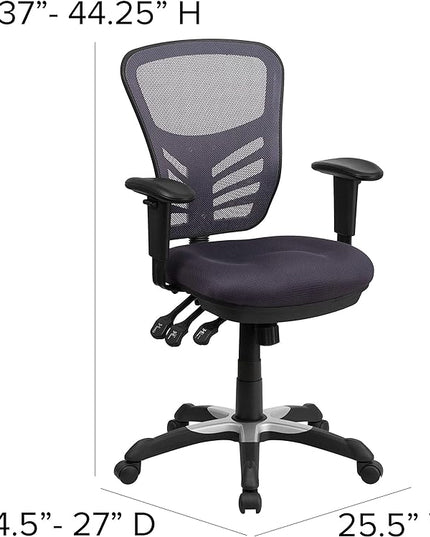 Flash Furniture Nicholas Mid-Back Swivel Office and Gaming Chair, Ergonomic Mesh Office Chair with Adjustable Lumbar Support and Height, Dark Gray - LeafyLoom