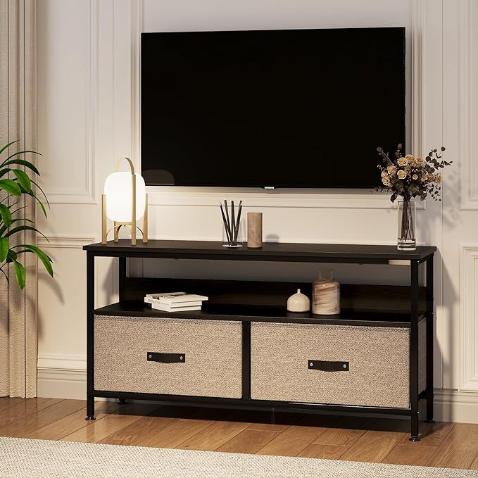 IDEALHOUSE Dresser TV Stand 50 Inch Entertainment Center with Storage TV Stand for Bedroom Small TV Stand Dresser with Drawers and Shelves, TV & Media Console Table Furniture for Living Room, Grey - LeafyLoom