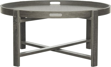 Safavieh Home Collection Cursten Retro Wood Tray Top Coffee Table, Dark Grey - LeafyLoom