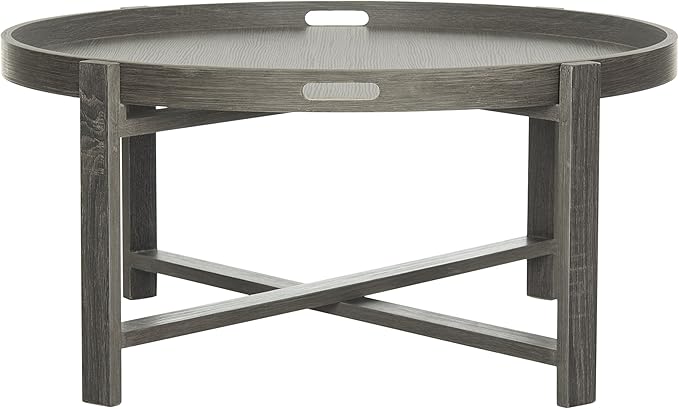 Safavieh Home Collection Cursten Retro Wood Tray Top Coffee Table, Dark Grey - LeafyLoom