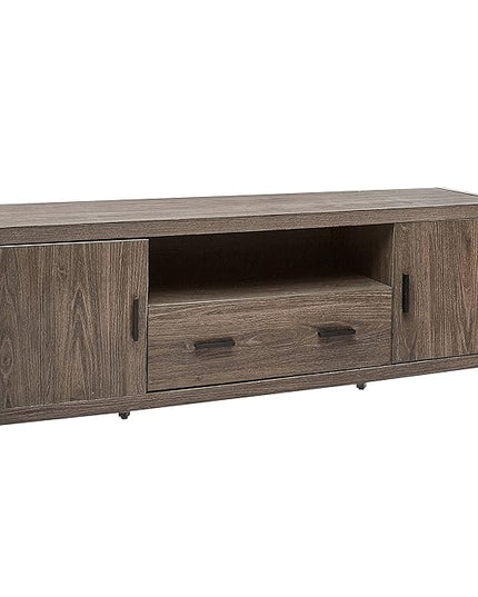 ROCKPOINT Industrial Modern Universal Stand with Doors and Open Shelves Entertainment Center, 60 Inch, Charcoal Grey - LeafyLoom