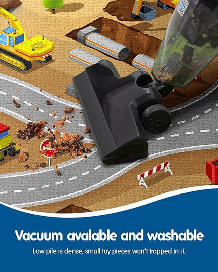 Booooom Jackson Construction Car Rug Play Mat, Non-Slip Kids Rug,Car Play Rug,Construction Rug Play Car Mat,Car Play Carpet,Construction Road Rug,Construction Site Rug,Construction Vehicle Play Mat - LeafyLoom