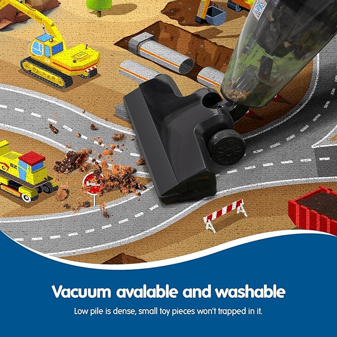 Booooom Jackson Construction Car Rug Play Mat, Non-Slip Kids Rug,Car Play Rug,Construction Rug Play Car Mat,Car Play Carpet,Construction Road Rug,Construction Site Rug,Construction Vehicle Play Mat - LeafyLoom