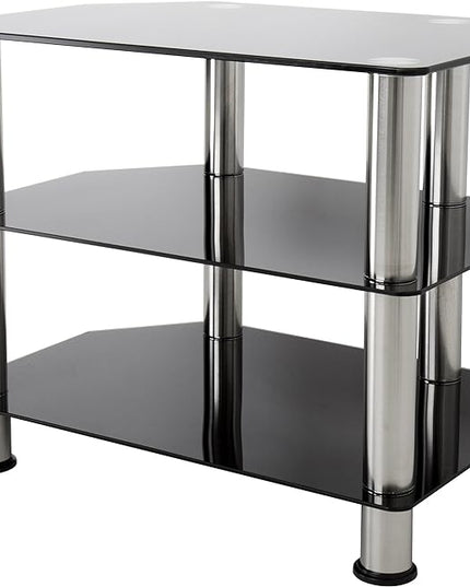 AVF Transitional Steel and Glass TV Stand for up to 32" TVs in Black/Chrome - LeafyLoom