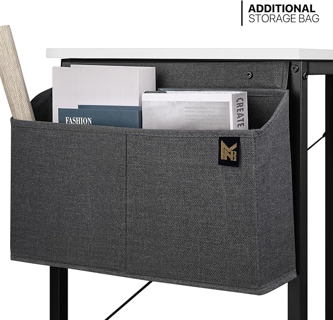 MoNiBloom Computer Desk 40 Inches with A Storage Bag, Student Laptop Writing Desks for Samll Space Home Office, White - LeafyLoom