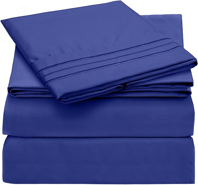 Mellanni Twin XL Sheets Set - 3 PC Iconic Collection Bedding Sheets & Pillowcases - Hotel Luxury, Extra Soft, Cooling Bed Sheets - Deep Pocket up to 16 inch (Twin Extra Long, Royal Blue) - LeafyLoom