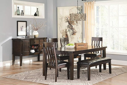 Signature Design by Ashley Hammis Rake Back Dining Room Chair, Set of 2, Dark Brown Haddigan Traditional Upholstered Dining Room Bench, Dark Brown - LeafyLoom