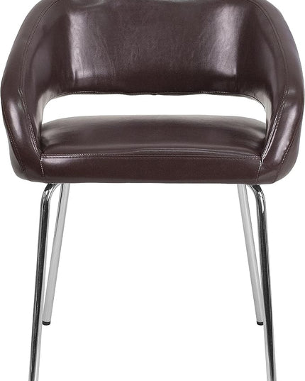 Flash Furniture Fusion Series Contemporary Brown LeatherSoft Side Reception Chair - LeafyLoom