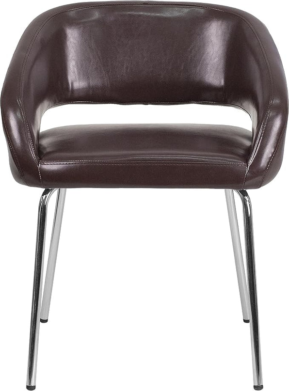 Flash Furniture Fusion Series Contemporary Brown LeatherSoft Side Reception Chair - LeafyLoom