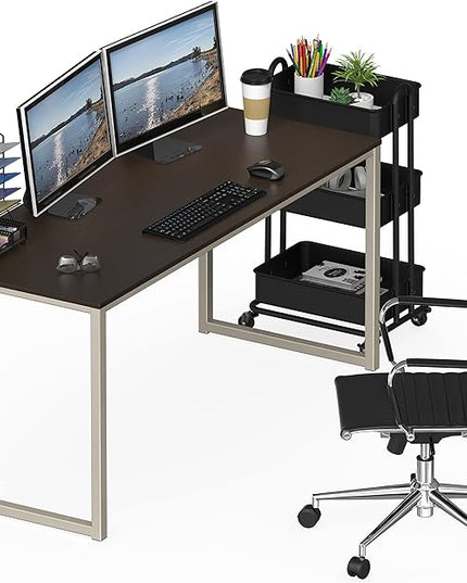 SHW Home Office 55-Inch Computer Desk, 24" Deep, Espresso - LeafyLoom