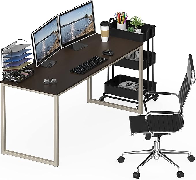 SHW Home Office 55-Inch Computer Desk, 24" Deep, Espresso - LeafyLoom