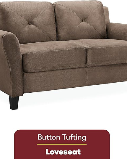 Lifestyle Solutions Harrington Loveseat Microfiber Brown - LeafyLoom